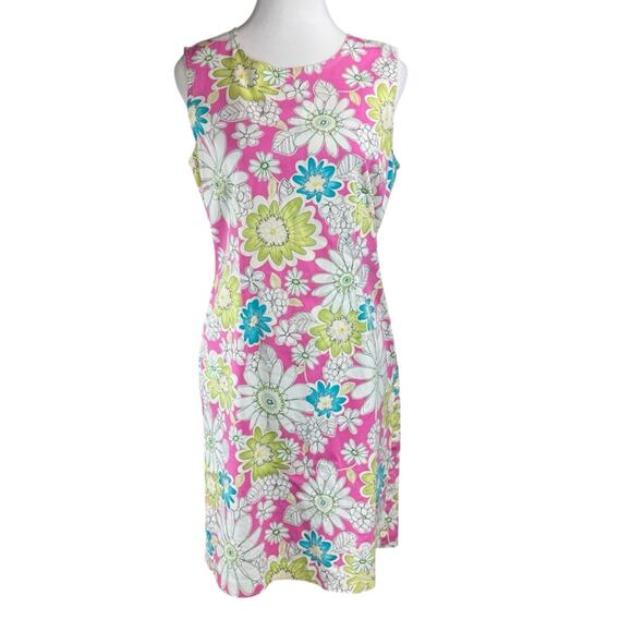 Chadwick’s Floral Pink Sleeveless Sheath Dress Size 6 Pink Blue Green White - Picture 3 of 9